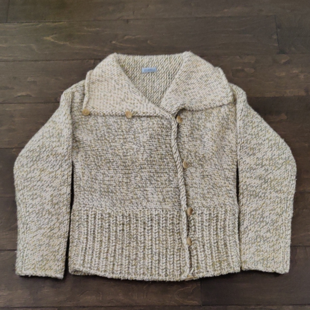 Malo Cashmere Women's Beige And Green Knit Cardigan